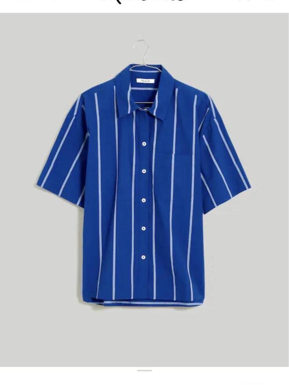 Anthropologie Madewell Oversized Boxy Button-Up Shirt Striped poplin cotton - Picture 6 of 11